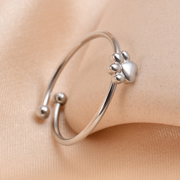 Bear Track Stainless Steel Open Ring - Picture 4 of 4